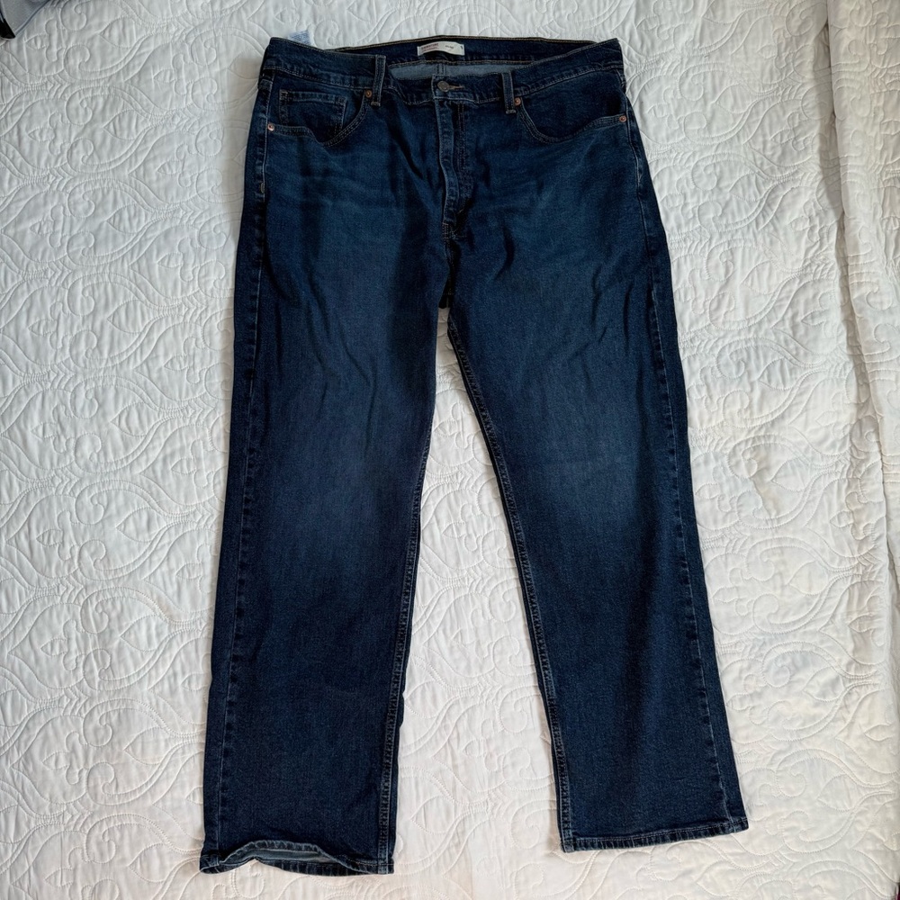 Levi Strauss Signature Relaxed Fit Straight Leg Dark Blue Jeans Mens W40xL30 EUC